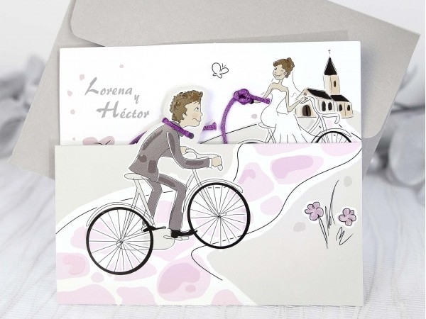 Invitación de boda bicicleta 