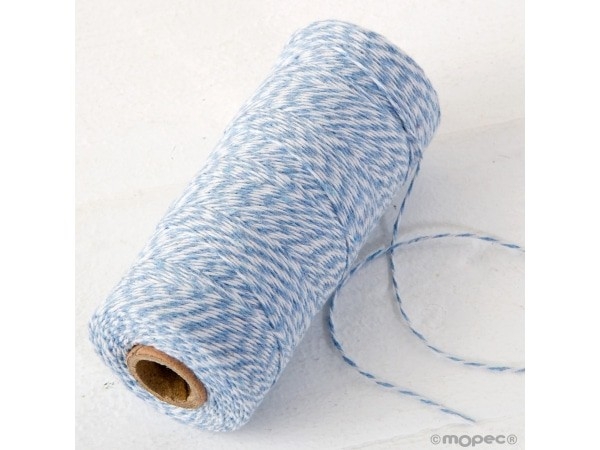 Cordón 4 hilox200m trenzado algodón azul/blanco