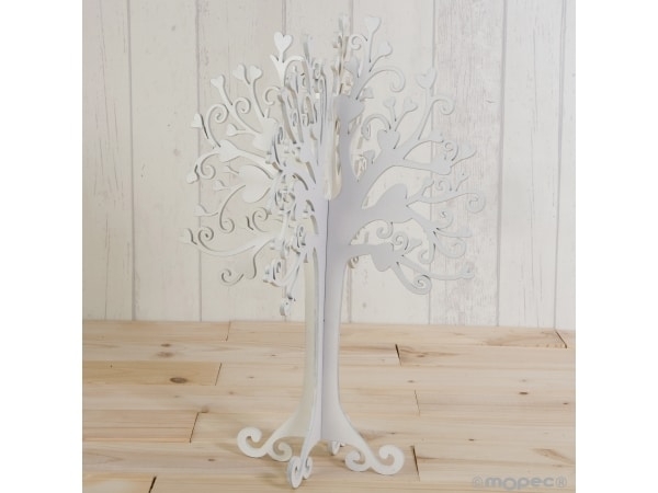 Árbol-joyero de madera color blanco 40 cm