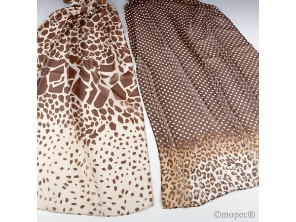 Foulard estampado animal marrón/beige 50x160cm