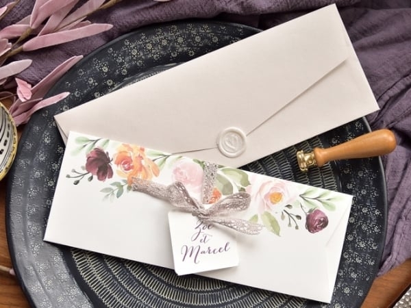 Invitación de boda vintage con sello