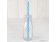 Botellita cristal tapa blanca con caña azul 6x15 cm