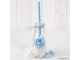 Botellita cristal caña azul y viruta blanca + 12 caramelos